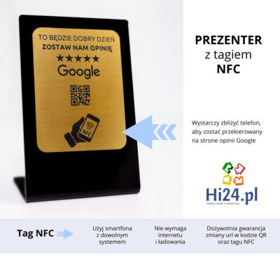 Prezenter z kodem QR i NFC (złoty)